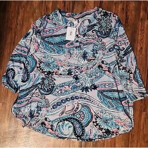 Nwt Sew In Love grey And Mint Paisley Top Womens Size 3x
